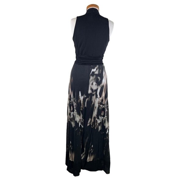 NWT Elana Kattan Womens Size M Black Maxi Dress Stretch Mesh Abstract Floral - Picture 4 of 16